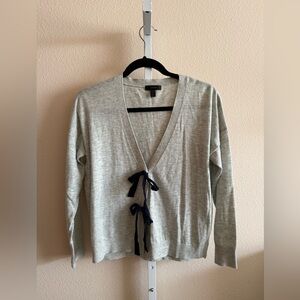 J. Crew Light Gray V-Neck Sweater with Navy Blue Ties